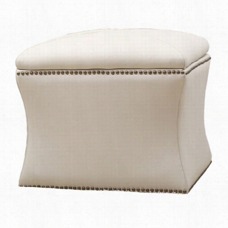 Abbbyson Living Monica Pedersen Square Leather Storaeg Ottoman In Ivory