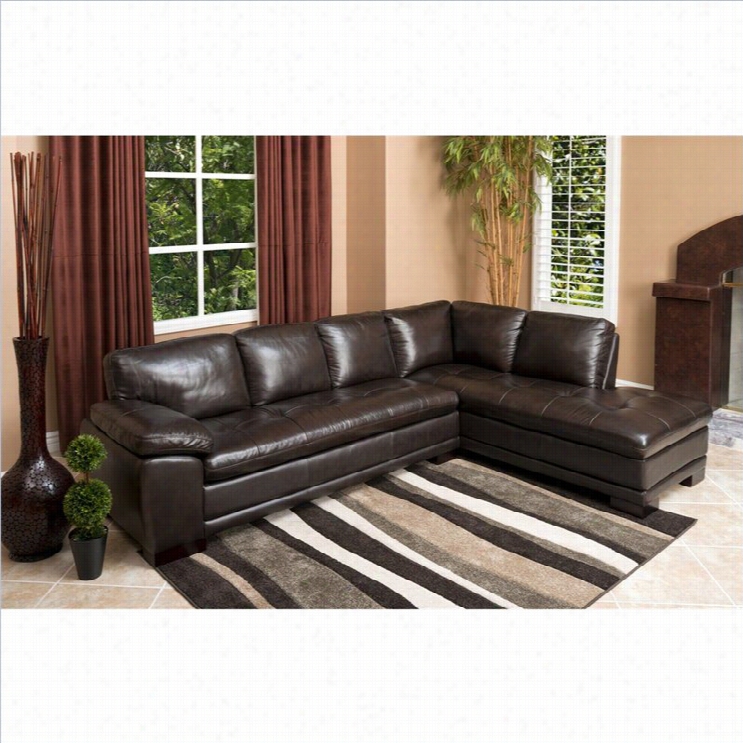 Abbyson Living Tekana 2 Piece Leather Sectional In Drk Brown