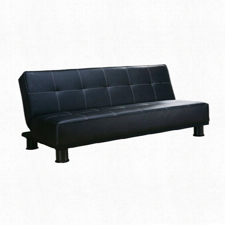 Acme Alberta Faux Leather Convertible Sofa In Black