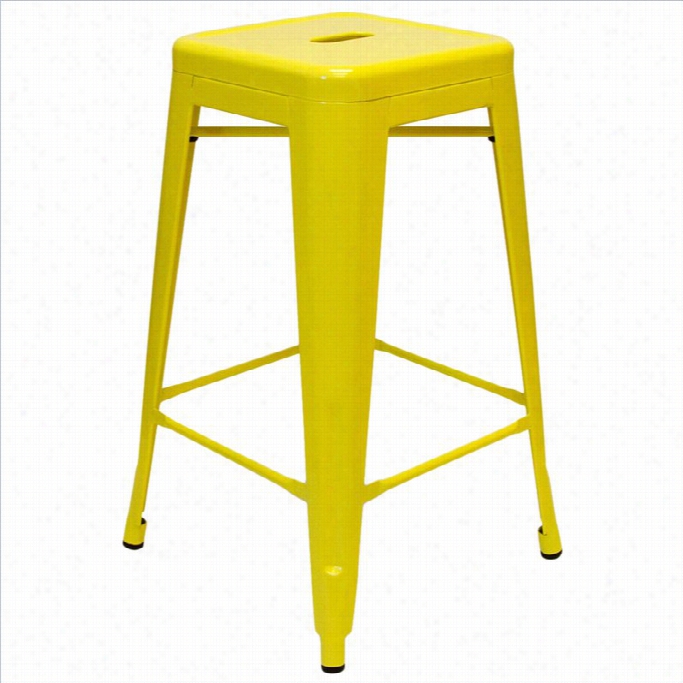 Aeon Furniture Galaxy 26.5backless Counter Stool In Yellow (set Of 2)