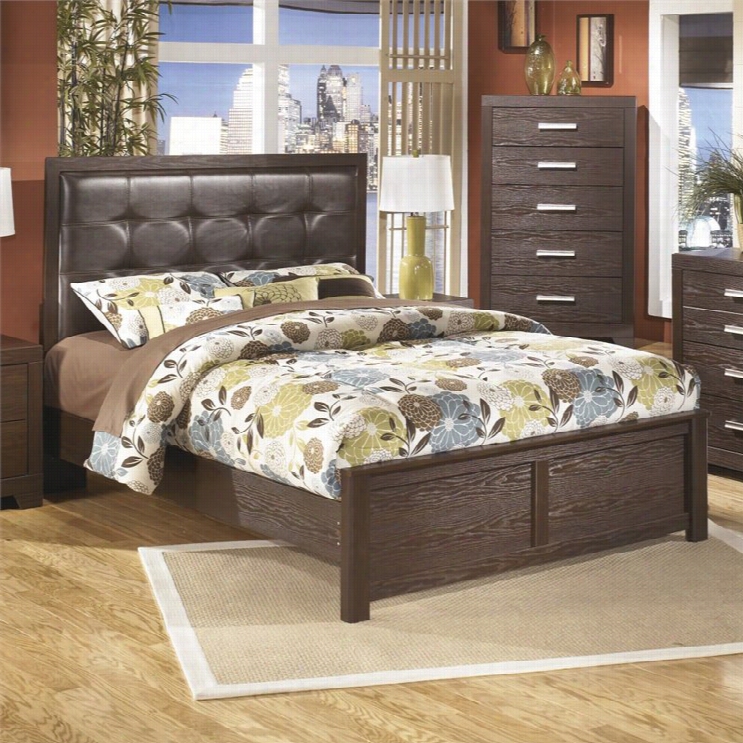 Ashley Aleydis Upholstered Queeh Panel Bed In Brown