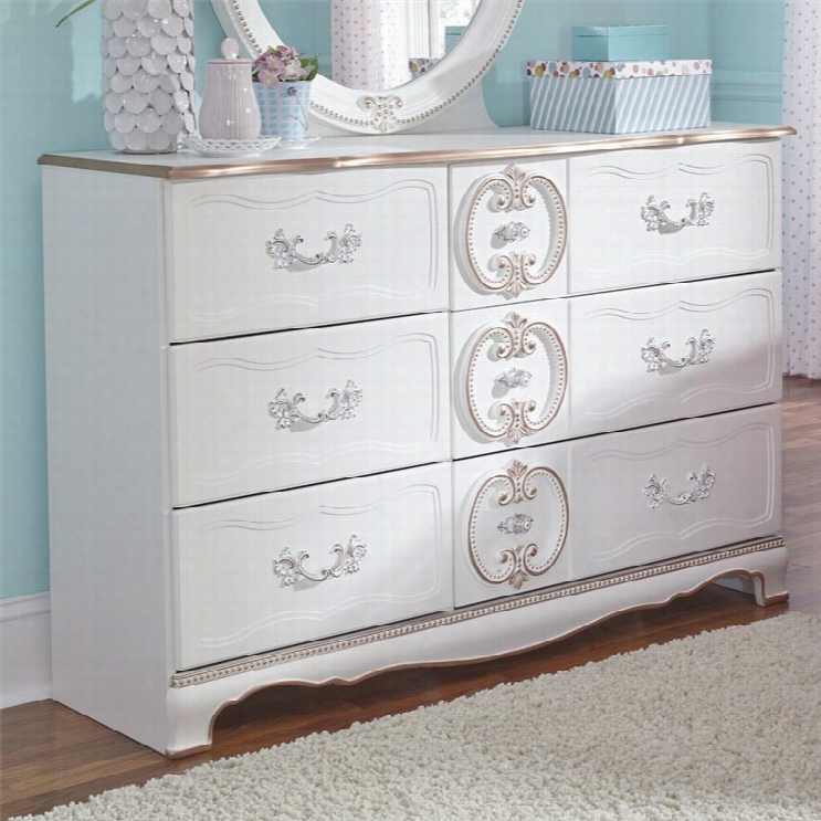 Ashley Korabella 6 Drawer Wwood Double Dresser In Hite