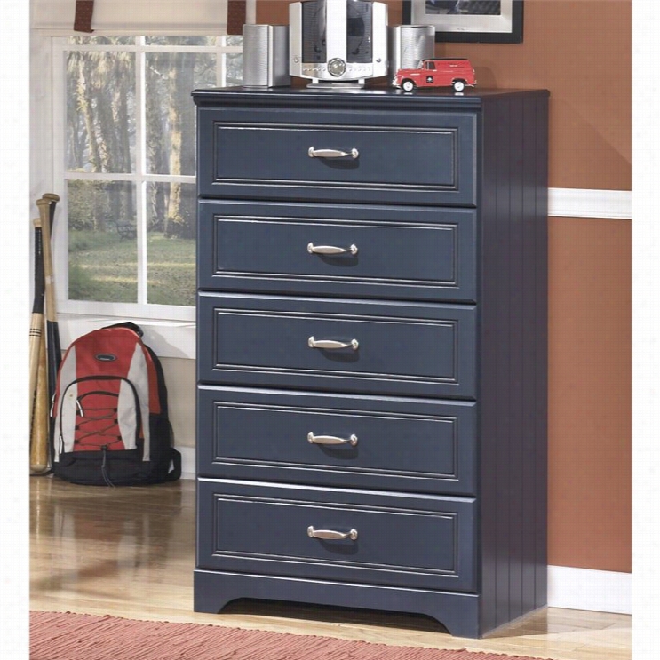 Ashley Leo Wood 5 Drawer Chest In Blue