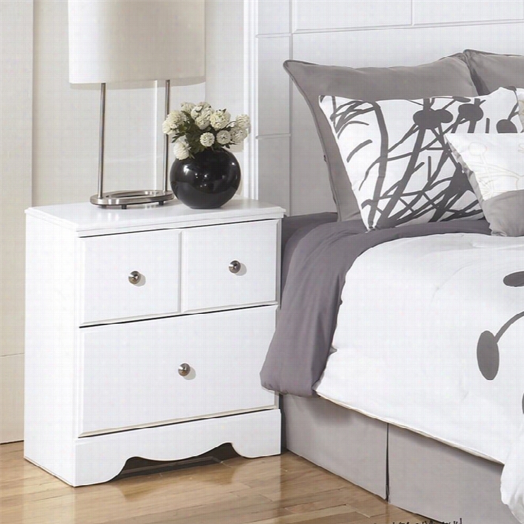 Ashley Weeki 2 Drawer Wood Nightstand In White