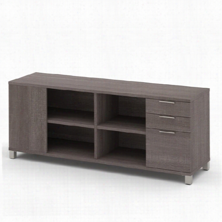 Bestar Pro Lin Ea Credenza With Three Drawers In Bark Grey