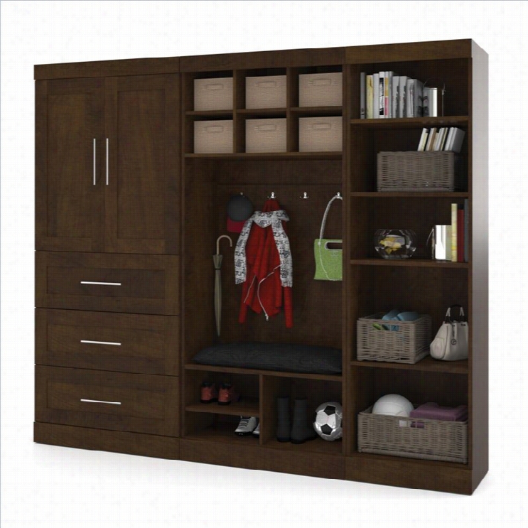 Bestar Pur 97 3 Piece 3-drawer Stoarge  Unit Cubby With Door In Chocolate