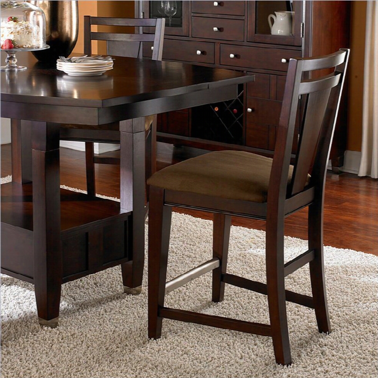 Broyhil1 Northern Lights 24 C Ounter Stool In Dark Walnut Stain