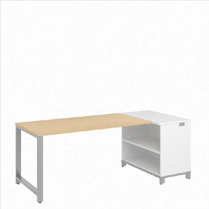 Bush Bbf Momentum 60w X 30d Desk With 30h Opem Storagd In Natural Maple