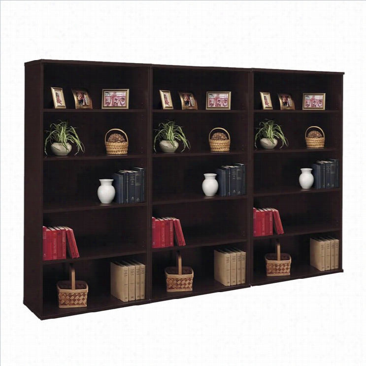 Bush Bbf Series C 5 Shelf Wall Book Case In Mochac Herry