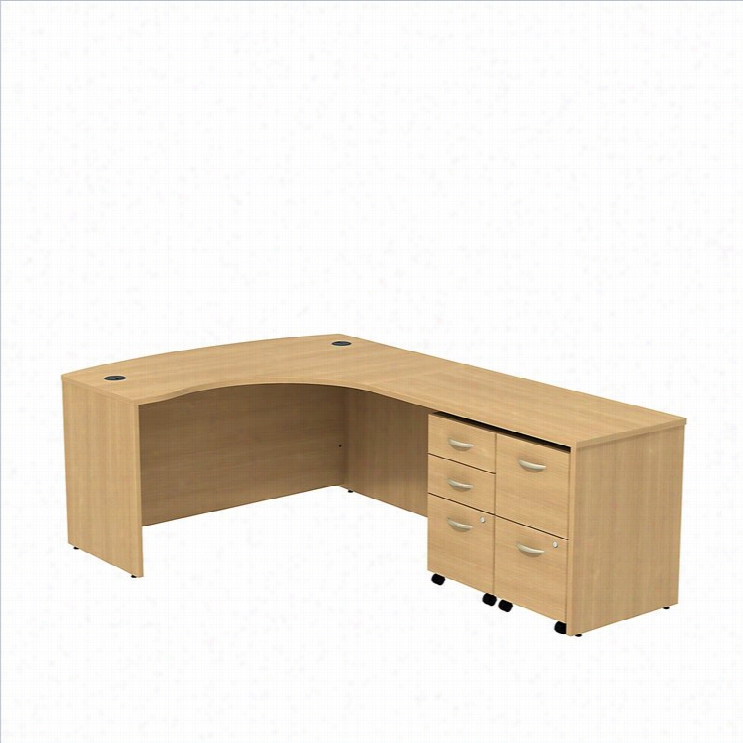 Bush Bbf Series C 60 Right 5 Drawer L-shapped Desk In Illumine Oak