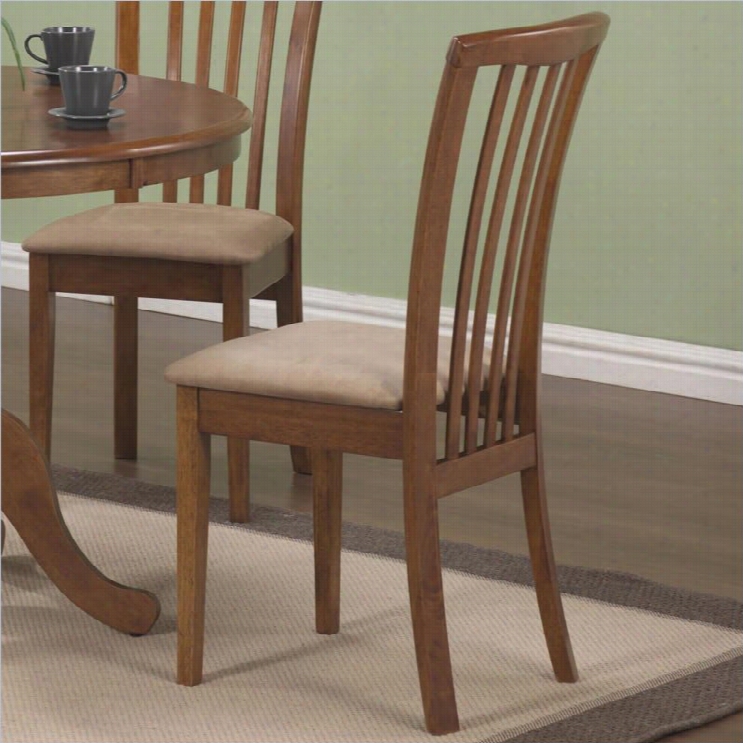 Coaster Brannan Slat Back  Dining Chairman With Upholstered Abode In Warm Maple Finish