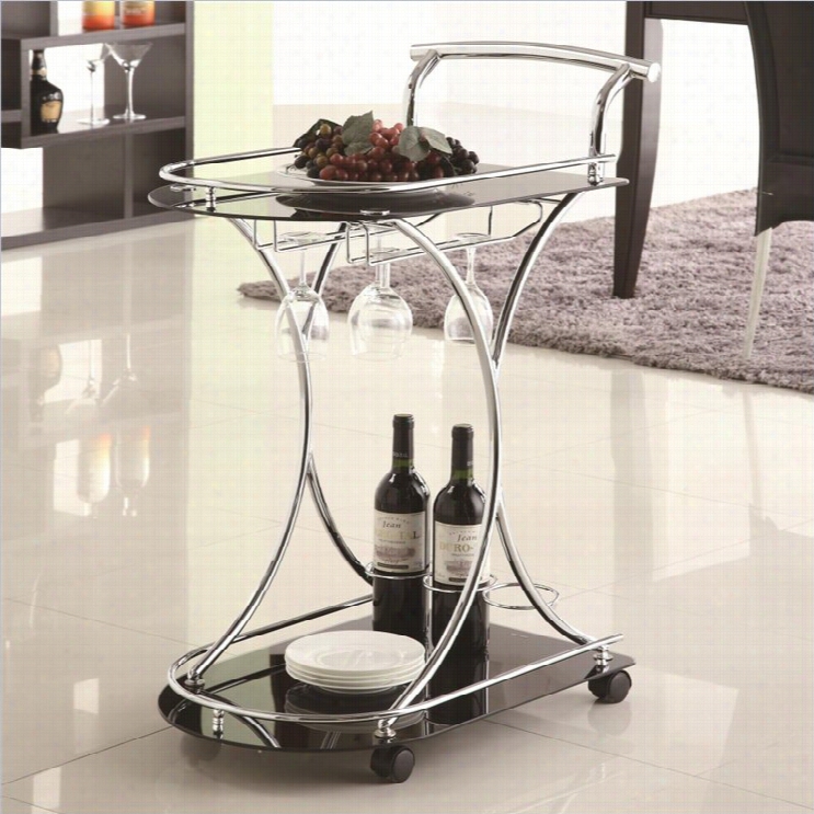 Coaster  Serving Cart With 2 Black Glass Shelves