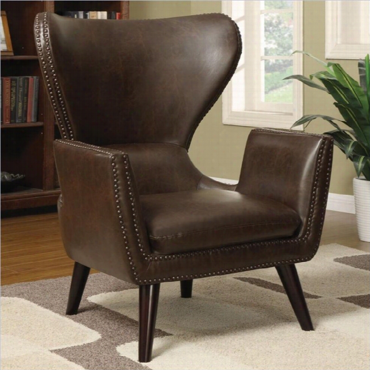 Coaster Transitional Faux Leather Accent Chair In Brown