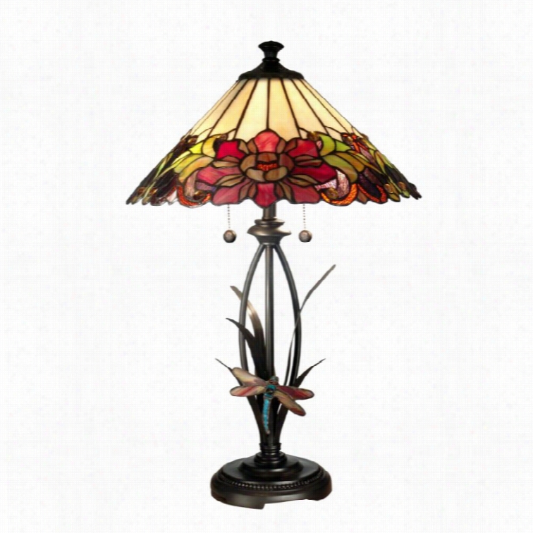 Dale Tiffany Floral With Dragonfly Tiffany Table Lamp