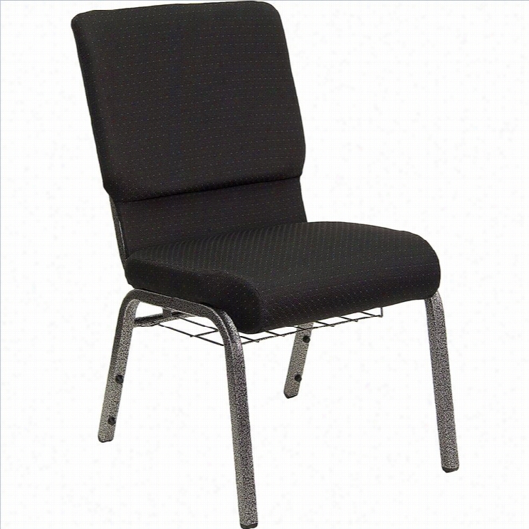 Flash  Ffurnture Ecrules Church Stacking Chair In Black And Silver