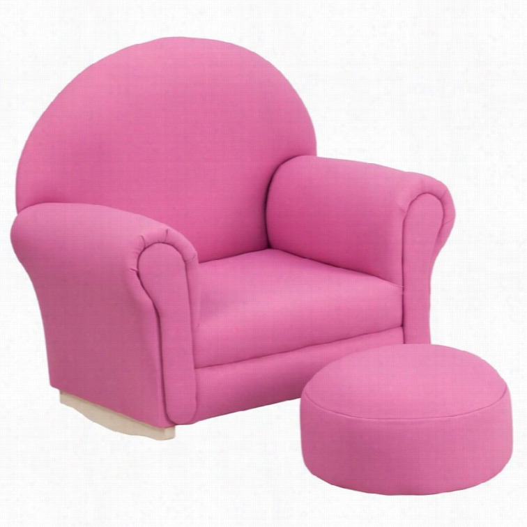 Flash Furniture Kids Fabriic Rocker Chair And Foortest  In Hot Pink