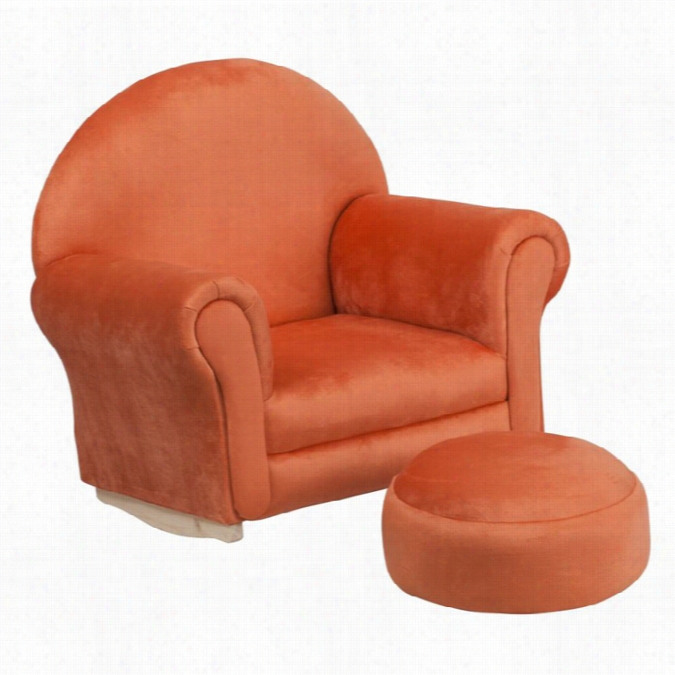 Slang  Furniture Kids Orange Microfiber Rocker Chair And Footrest