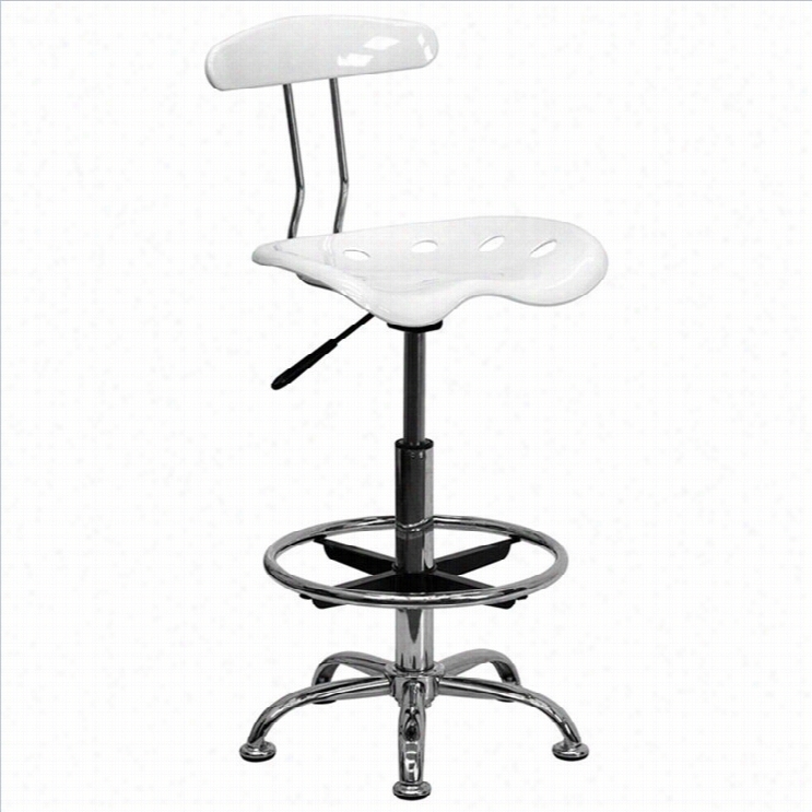 Flash Furniture Viibrant Drafting Chair Seat In Pure Ad  Chrome