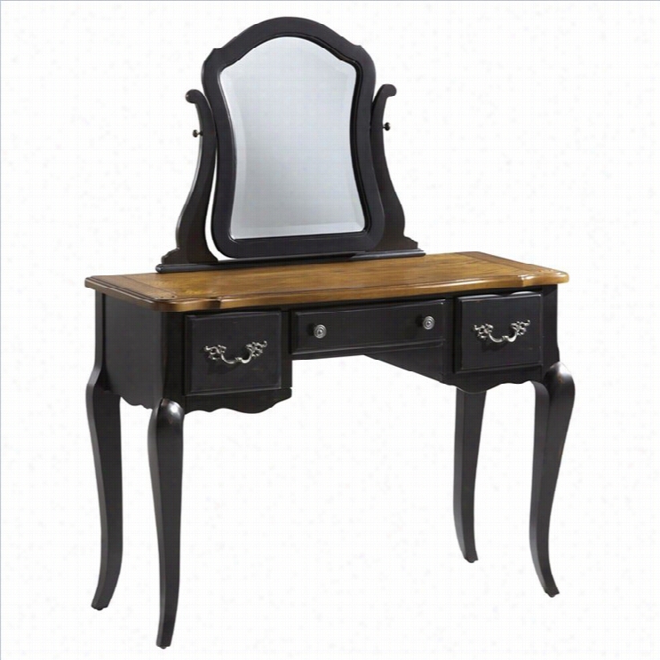 Home Styles French Countryside Vanity And Mirror In Oak A Nd Rubbed Black