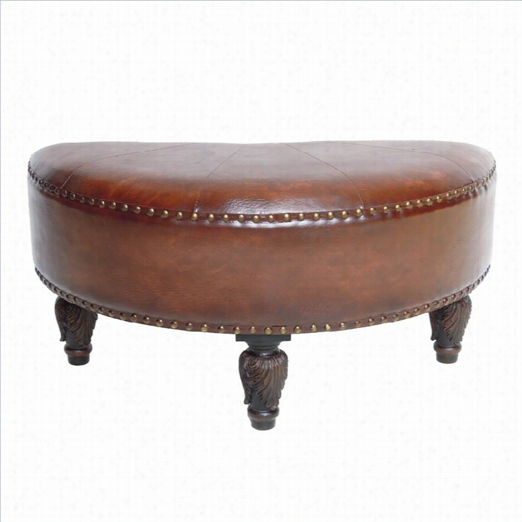 Internattional Caravan Carmel Fayx Leather Ottoman In Brown