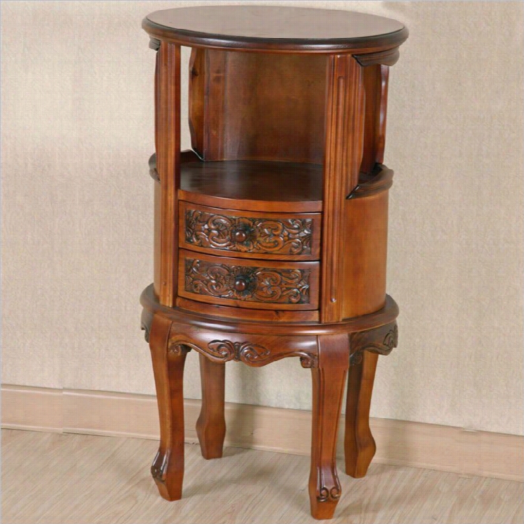 Internatioal Caravan Windsor Telephone Table With 2 Drawers In Dual Walnut Stain