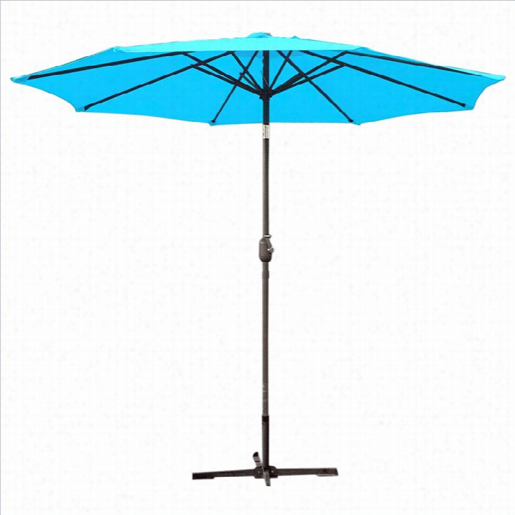 Jeco 9ft. Alumminum Patio Market Umbrella T Ilt With Crank In Turqioise  Fabric Grey Pole