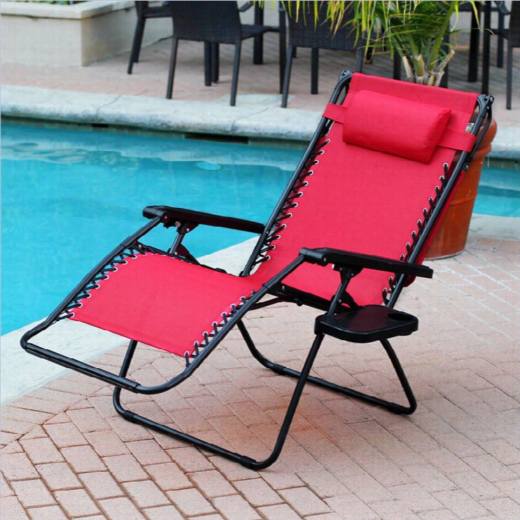 Jeco Ovwrsized Zero Gravity Seat Of Justice With Sunshade And Drink Tray In  Red (set Of 2 Chairs)