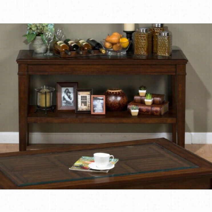 Jofran Lexington Rectangular Wood And Glass Console Table In Brown