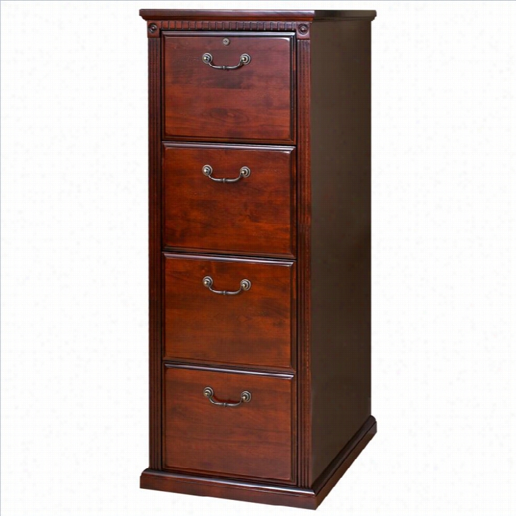 Kathy Ireland Homeby Martin  Huntington Bludgeon 4- Drawer Vertical Smooth In Vibrant Cherry