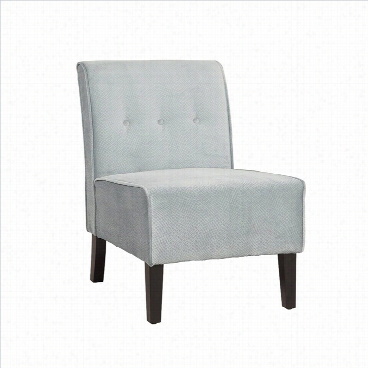 Linon Coco Tufted Miccrofiber Accent Sliper Chair In Blue