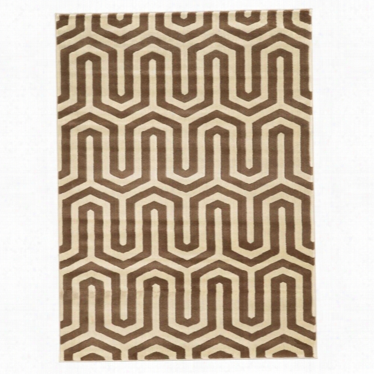 Linonr Oma 5'3 X 7' Tamgent Rug In Ivory And Beige