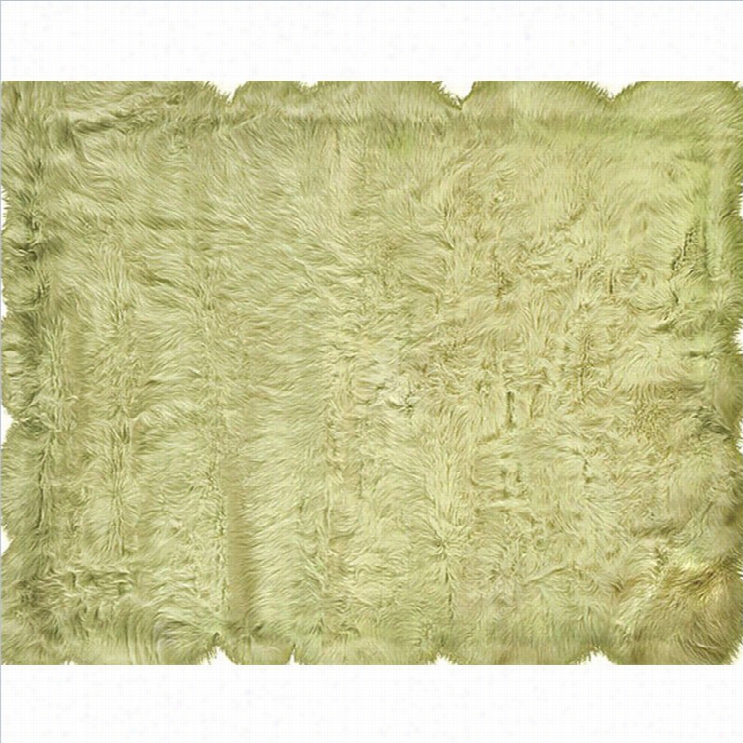 Linon Rugs Faux Sheepskin Ectangular Arearug In Green-1'7 X 2'6