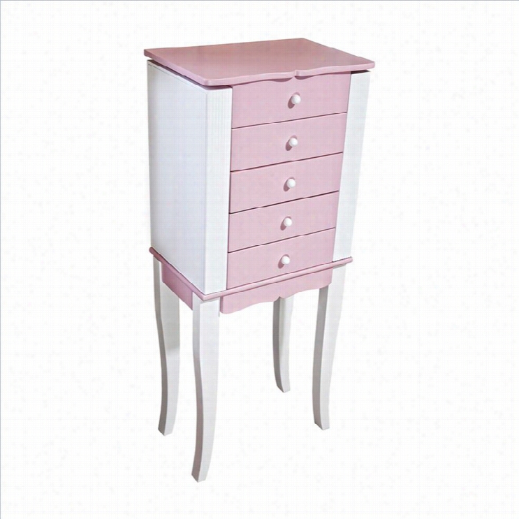 Mele And Co. Louisa Girl's  Pink And White Jewelry Armoire