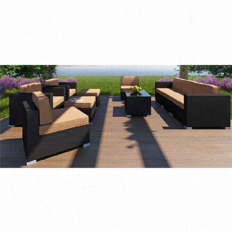 Modwayavia  10 Piece Outdoor Sofa Set In Espresso And Mocha