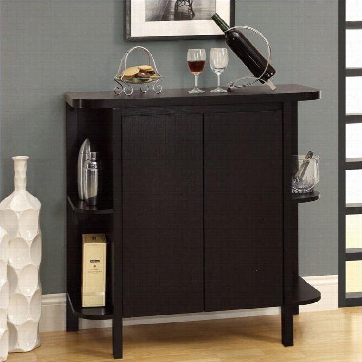 Monarch36 Home Bar Unit With Bottle And Glass Storage In Cappuccino