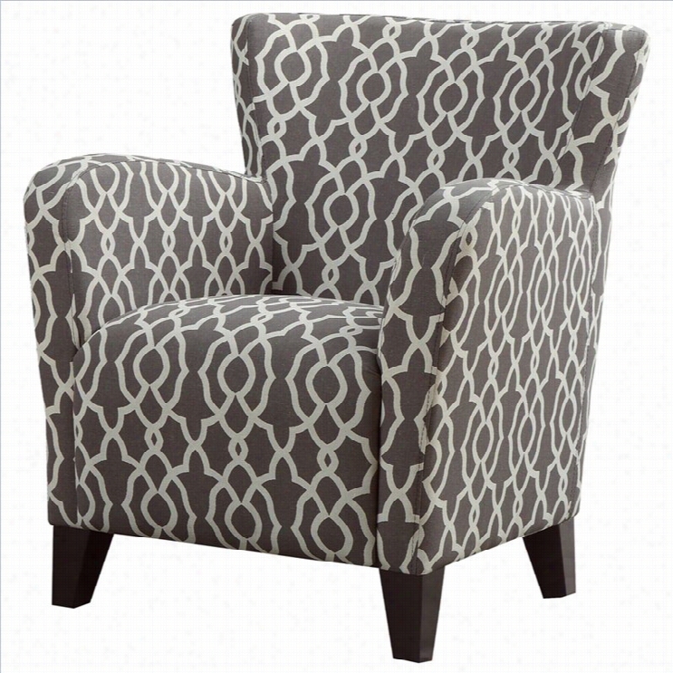 Monarch Fabric Club Chair In Brown Geometric Pattern