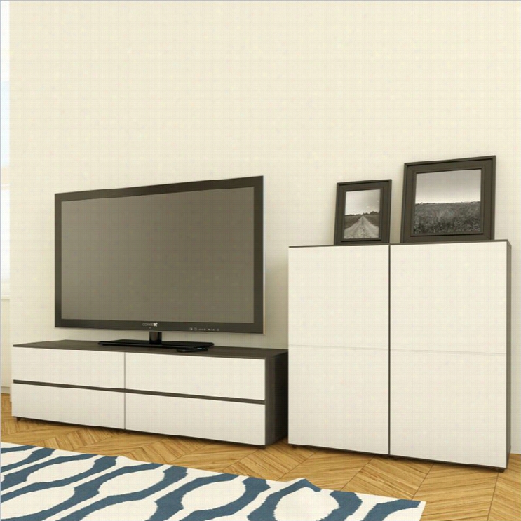 Nexera Allure 3-piece Entertainment Center In Ebony And White