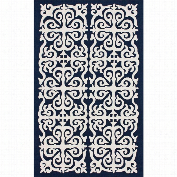 Nuloom 5 'x 8'   Hand Hookedk Aamila Rug In Navy Blue