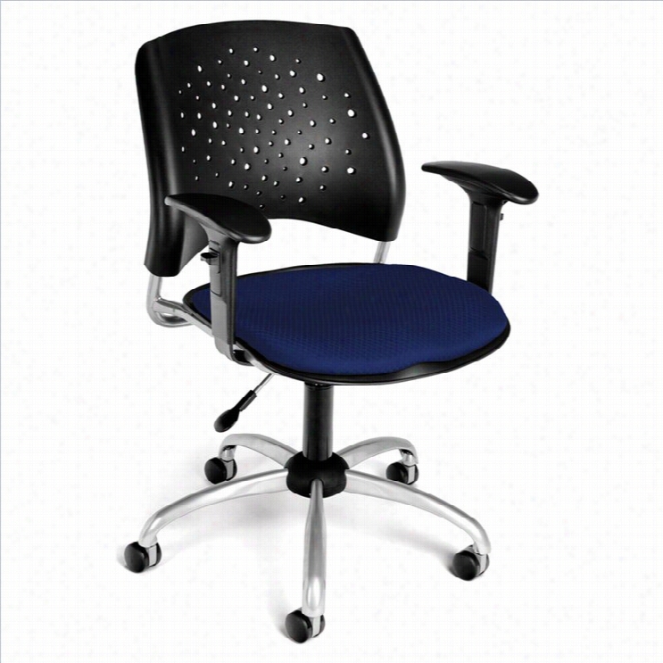 Ofm Star Swivel Offfice Chair With Arms In Navy