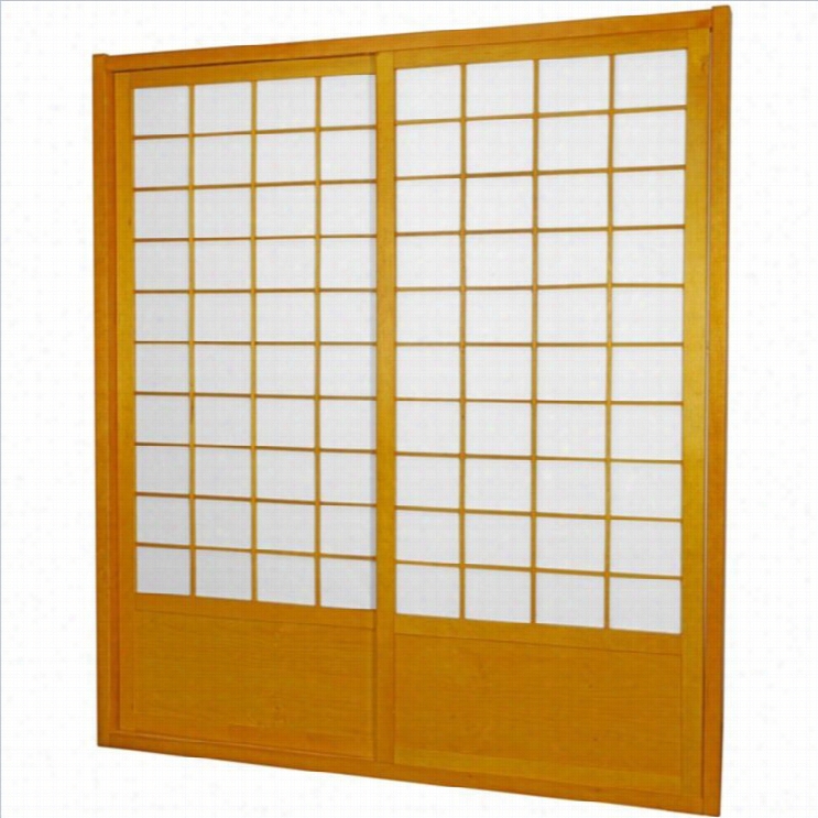 Oriental Furniture 7' Tall Zen Shoji Slidin Door Kit In Honey