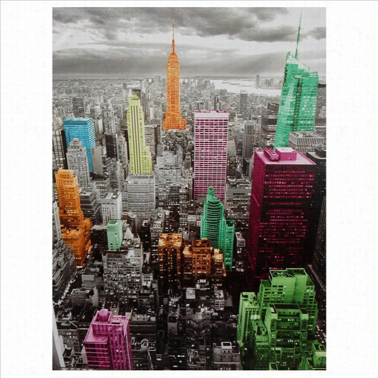 Oriental Furniture High-lightof New York Skyline Canvas Wall Art In Multicolor