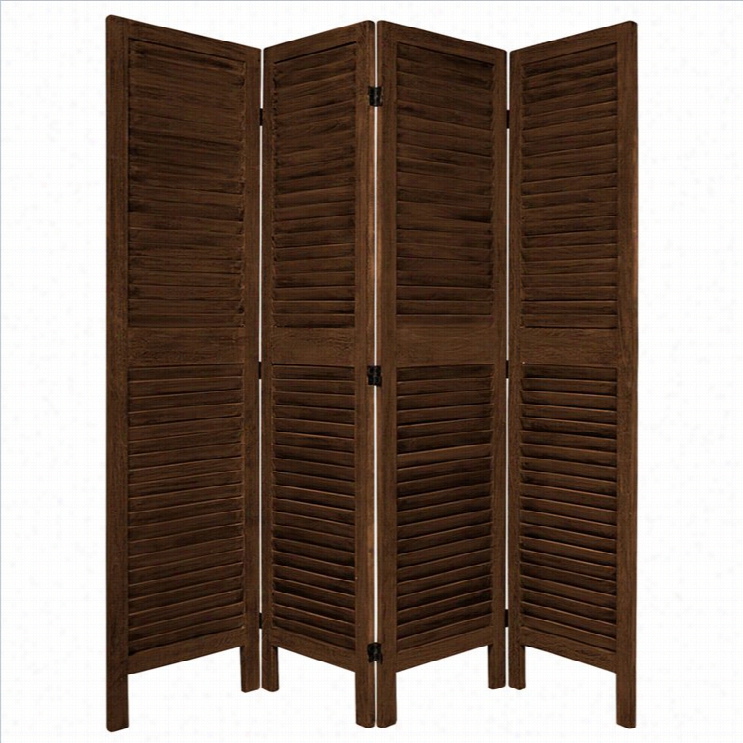 O Riental Furniture Tall Classic Venetian 4 Array Room Duvider In Brown