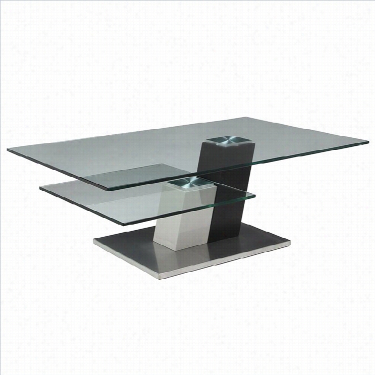 Pasetl Furniture Kaffina 30x40 Rectangular Glass Top Coffee Table In Stainless Steel