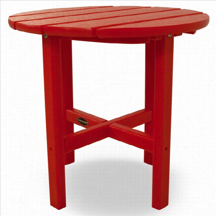 Polywood Round 18 Inch Side Table In Sunset Red