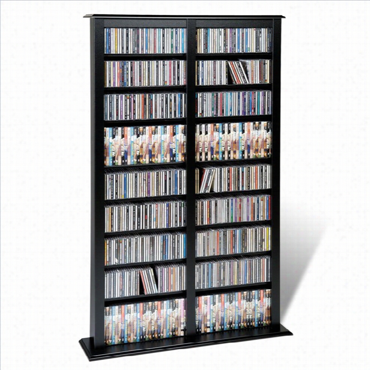 Prepac 6 4doubl E Barrister Cd Dv D Media Storage Rack In Black