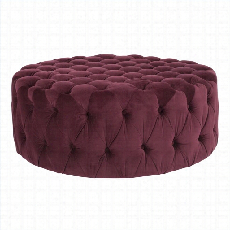 Safavieh Charlene Plywood And Cotton Ottoman In Bordeaux