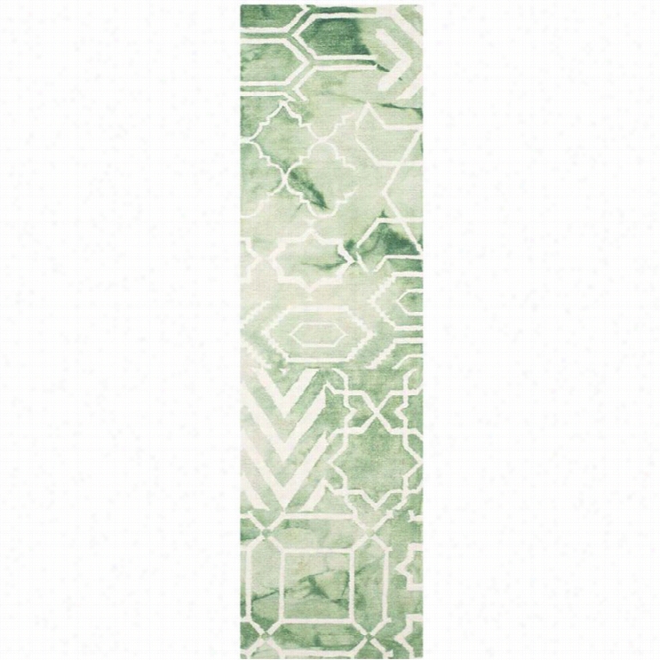 Safavieh Dipdyed Green Contemporary Rug - Runner 2'3 X 10'