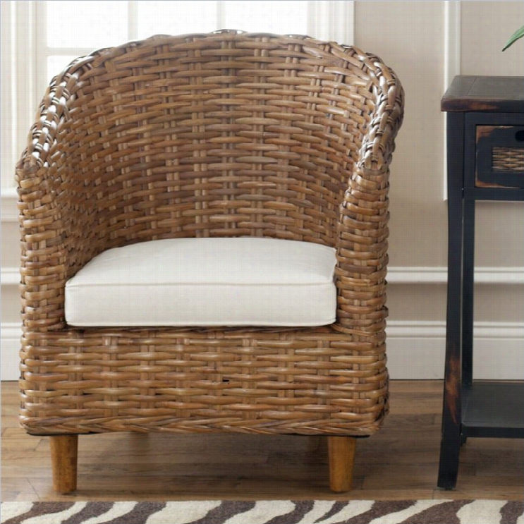 Safavieh Luz Mango Wood Barrel Chair In Honey