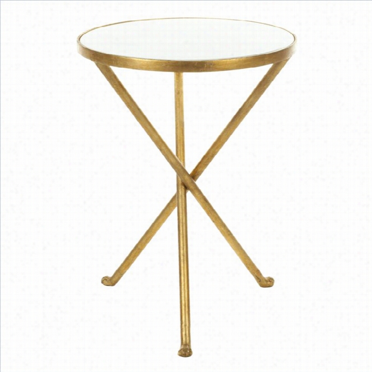 Safavieh Mary Marb1e Accent Table In White And Gold