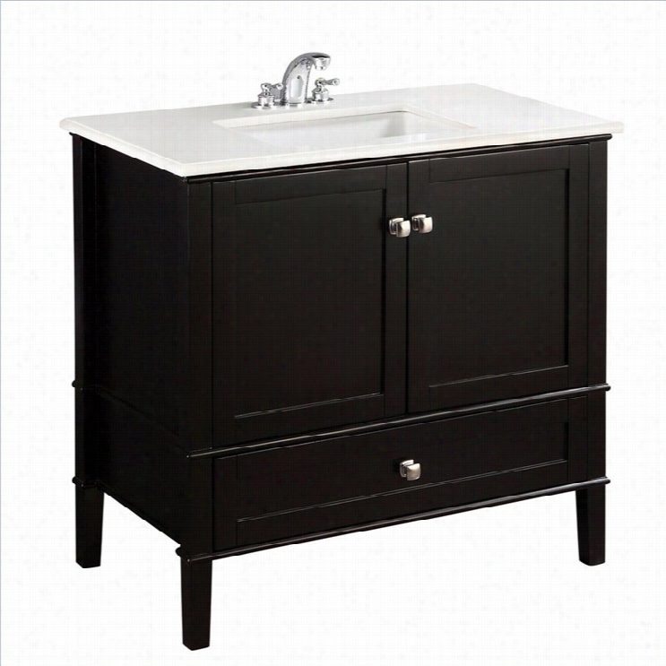 Simmpli Home Chelsea 37 Bath Vanity With Quartz  Marble Top In Black